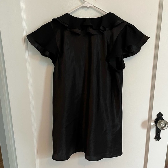 Oscar De La Renta Black Ruffle Neck Pink Label Top Pijama SZ  Medium - Picture 5 of 9